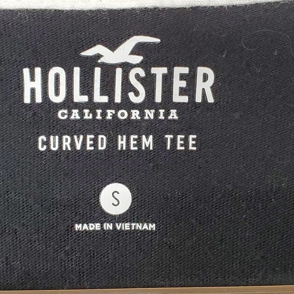 Hollister Raglan Sleeve Curved Hem Tee Black White Size Small - Picture 6 of 8